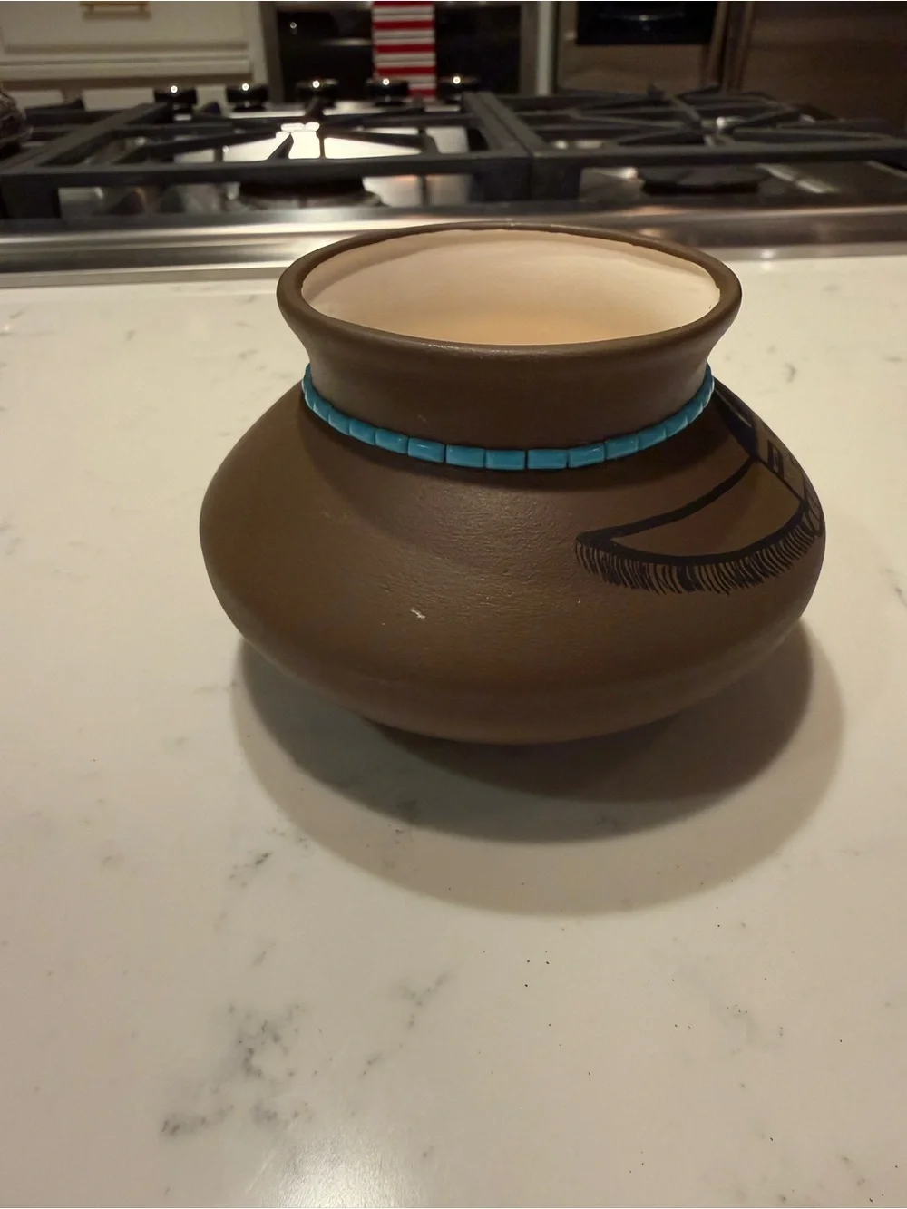 Signed Hopi Toad Native American Small Pottery Vase Turquoise